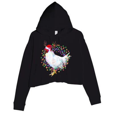 Christmas Lights Chicken Crop Fleece Hoodie