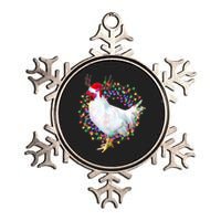 Christmas Lights Chicken Metallic Star Ornament