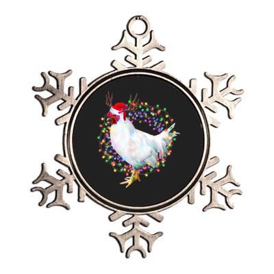 Christmas Lights Chicken Metallic Star Ornament