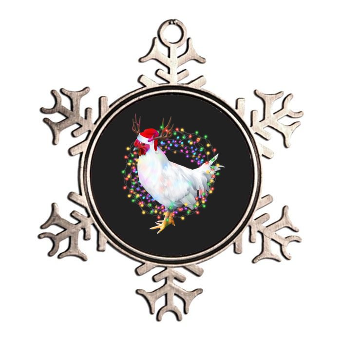 Christmas Lights Chicken Metallic Star Ornament