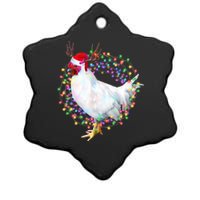 Christmas Lights Chicken Ceramic Star Ornament