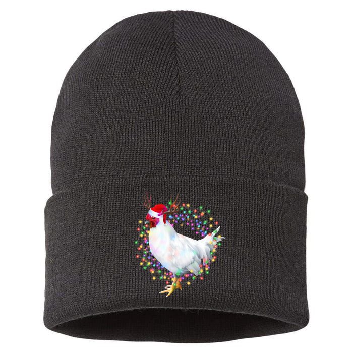 Christmas Lights Chicken Sustainable Knit Beanie