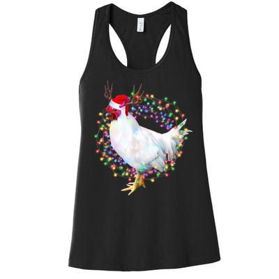 Christmas Lights Chicken Women's Racerback Tank