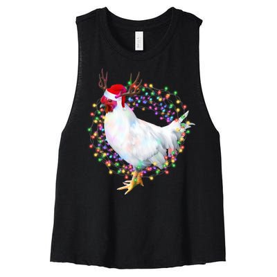 Christmas Lights Chicken Women's Racerback Cropped Tank