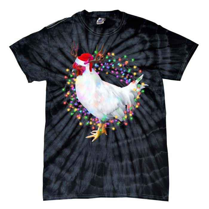 Christmas Lights Chicken Tie-Dye T-Shirt