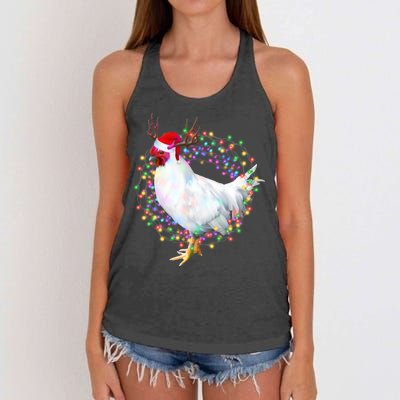 Christmas Lights Chicken Women's Knotted Racerback Tank