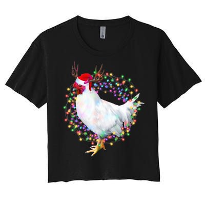 Christmas Lights Chicken Women's Crop Top Tee