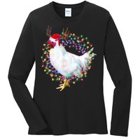 Christmas Lights Chicken Ladies Long Sleeve Shirt