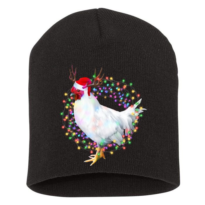 Christmas Lights Chicken Short Acrylic Beanie