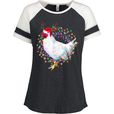 Christmas Lights Chicken Enza Ladies Jersey Colorblock Tee