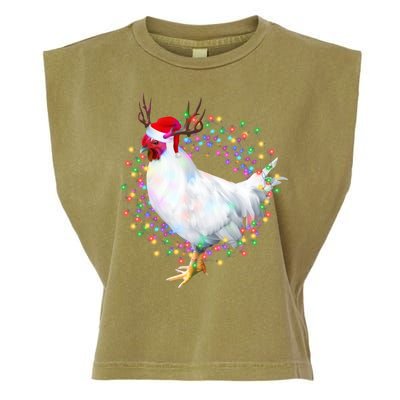 Christmas Lights Chicken Garment-Dyed Women's Muscle Tee