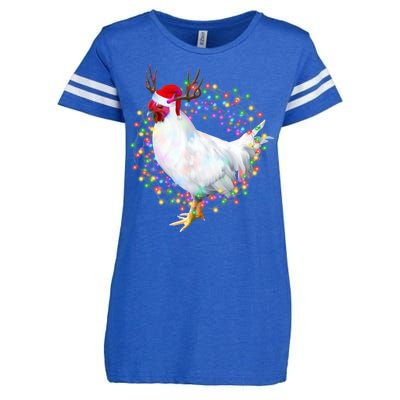 Christmas Lights Chicken Enza Ladies Jersey Football T-Shirt