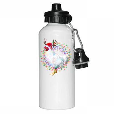 Christmas Lights Chicken Aluminum Water Bottle