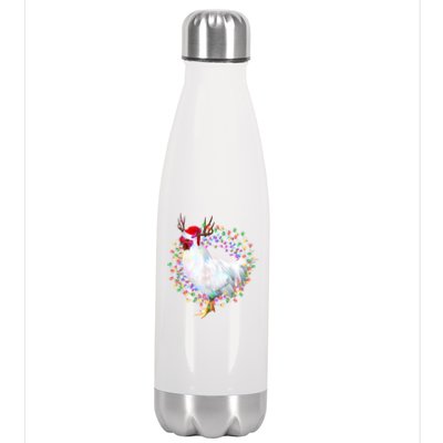 Christmas Lights Chicken Stainless Steel Insulated Water Bottle