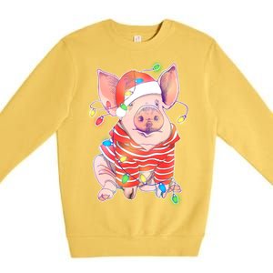 Christmas Lights Pig Premium Crewneck Sweatshirt