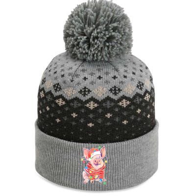 Christmas Lights Pig The Baniff Cuffed Pom Beanie