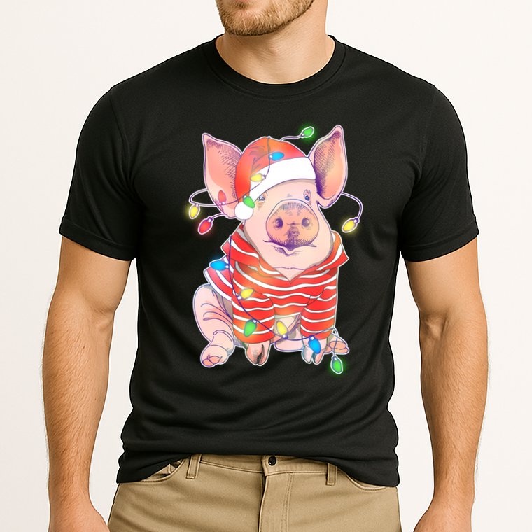 Christmas Lights Pig Performance Shirt