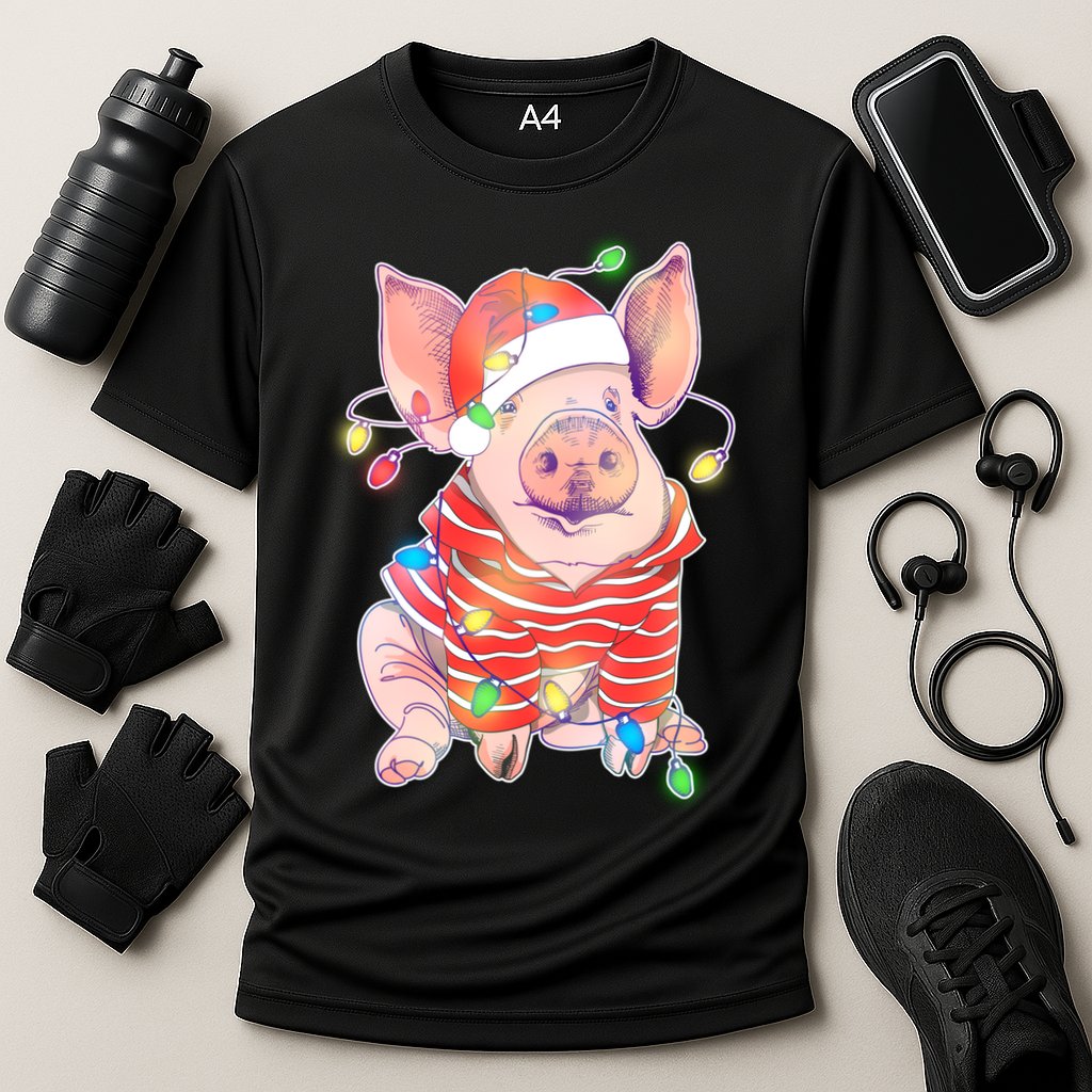 Christmas Lights Pig Performance Shirt