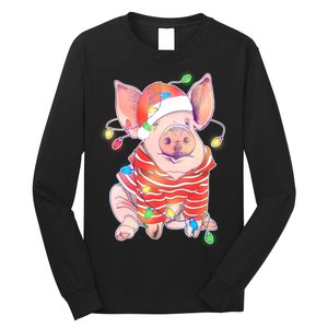 Christmas Lights Pig Long Sleeve Shirt