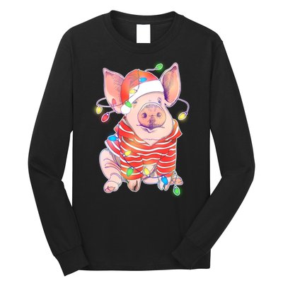 Christmas Lights Pig Long Sleeve Shirt