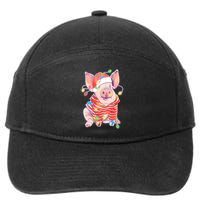 Christmas Lights Pig 7-Panel Snapback Hat