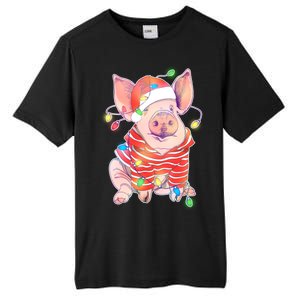 Christmas Lights Pig Tall Fusion ChromaSoft Performance T-Shirt