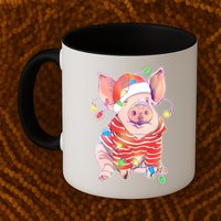 Christmas Lights Pig Mug