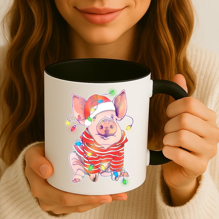 Christmas Lights Pig Mug