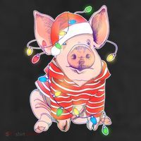 Christmas Lights Pig 11oz C Handle Ceramic Mug