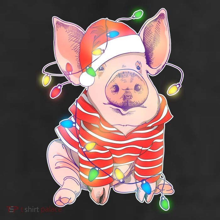 Christmas Lights Pig 11oz C Handle Ceramic Mug