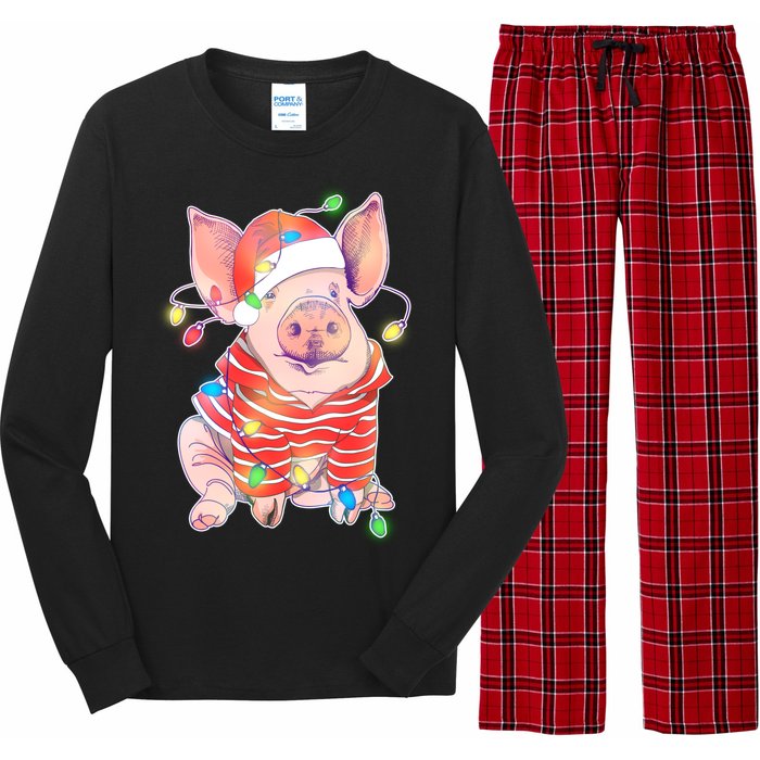 Christmas Lights Pig Long Sleeve Pajama Set