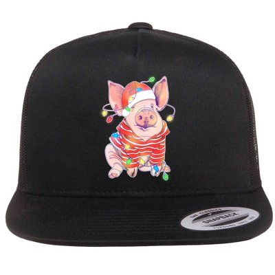 Christmas Lights Pig Flatbill Hat