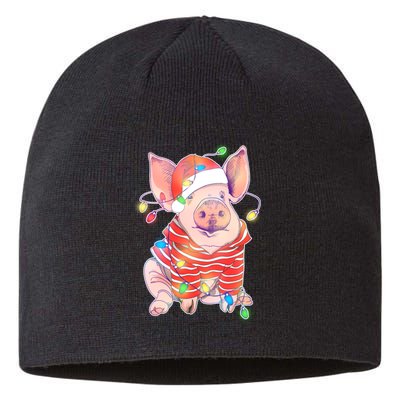 Christmas Lights Pig Sustainable Beanie