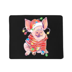 Christmas Lights Pig Mousepad