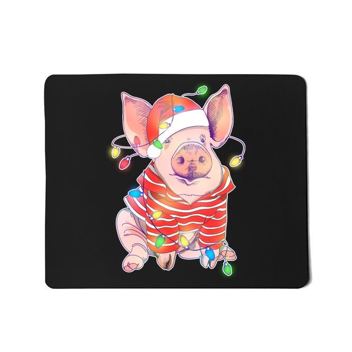 Christmas Lights Pig Mousepad