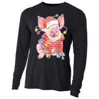 Christmas Lights Pig Cooling Performance Long Sleeve Crew