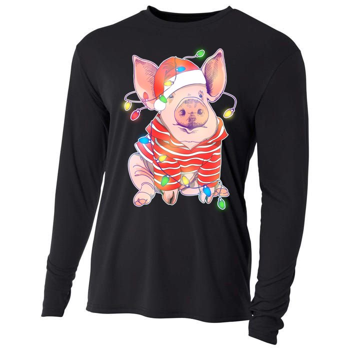 Christmas Lights Pig Cooling Performance Long Sleeve Crew