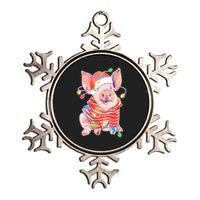 Christmas Lights Pig Metallic Star Ornament