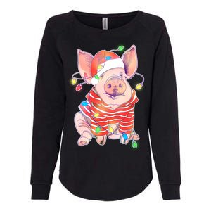 Christmas Lights Pig Womens California Wash Sweatshirt