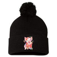 Christmas Lights Pig Pom Pom 12in Knit Beanie