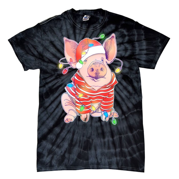 Christmas Lights Pig Tie-Dye T-Shirt