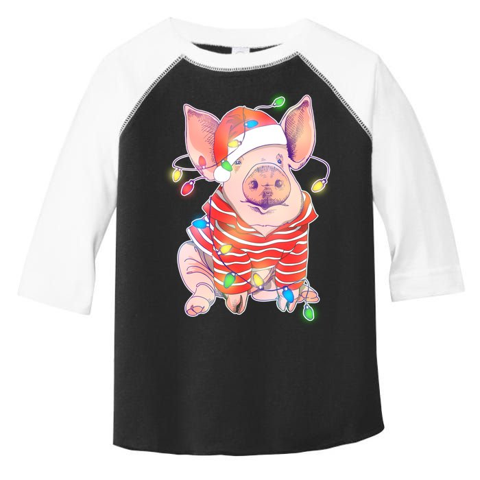 Christmas Lights Pig Toddler Fine Jersey T-Shirt