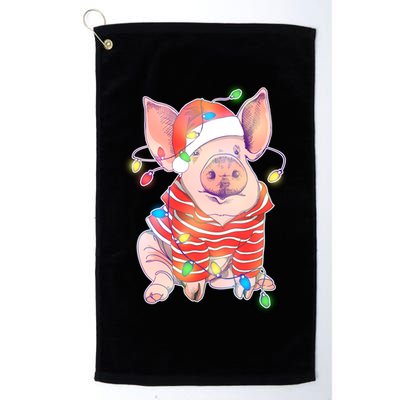 Christmas Lights Pig Golf Towel