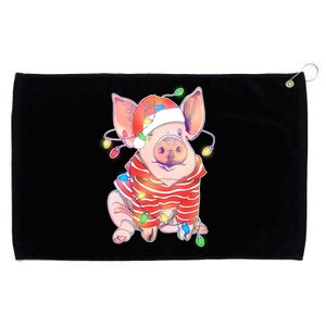 Christmas Lights Pig Grommeted Golf Towel