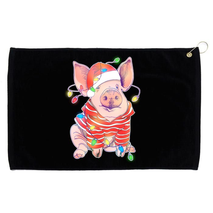 Christmas Lights Pig Grommeted Golf Towel