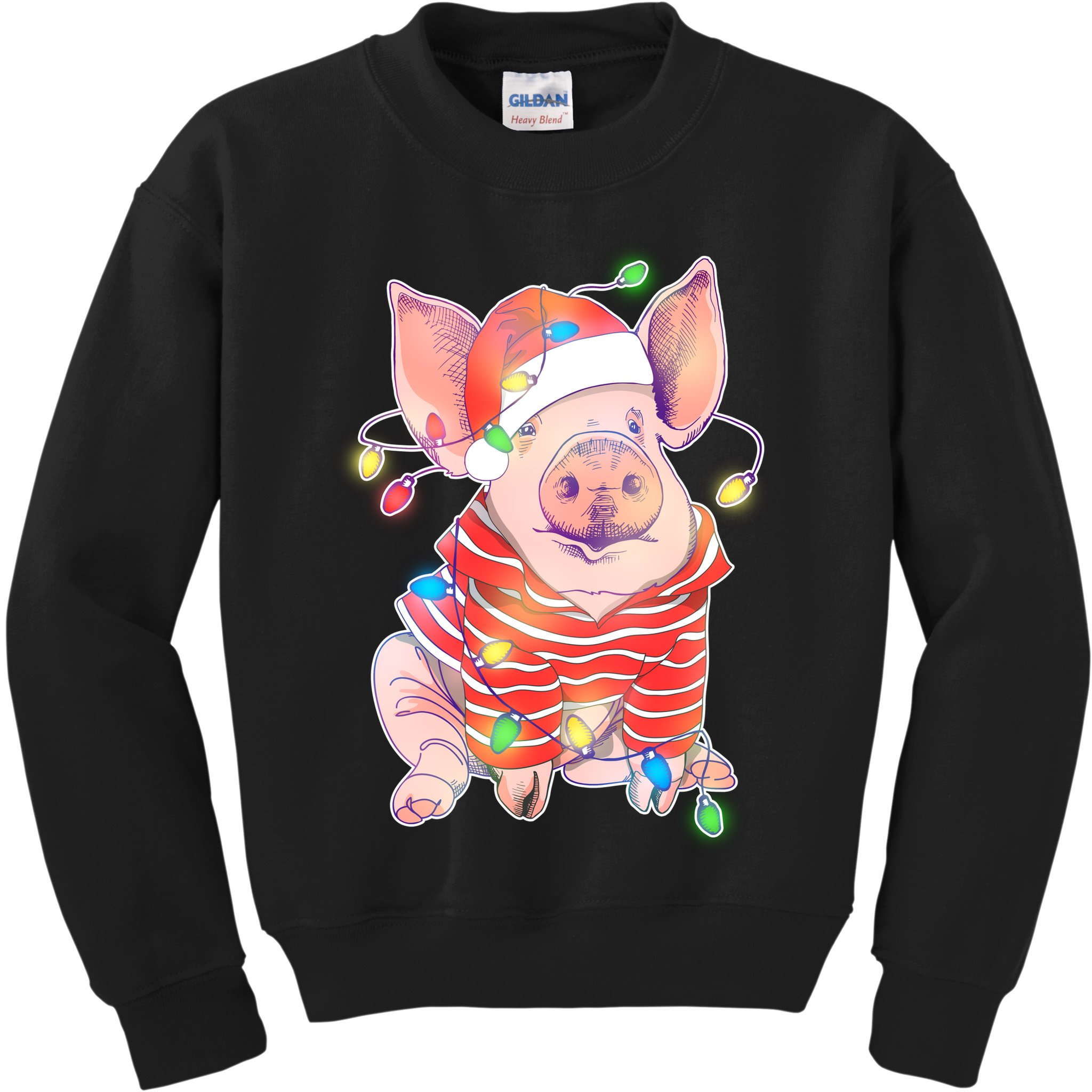 Christmas Lights Pig Kids Sweatshirt