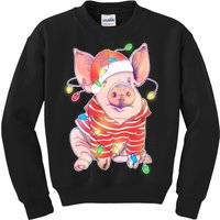 Christmas Lights Pig Kids Sweatshirt