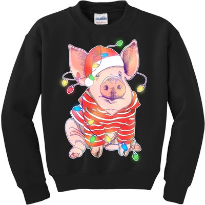 Christmas Lights Pig Kids Sweatshirt