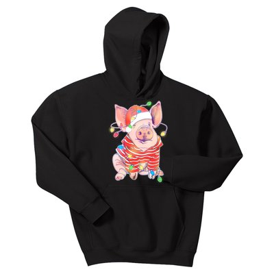 Christmas Lights Pig Kids Hoodie