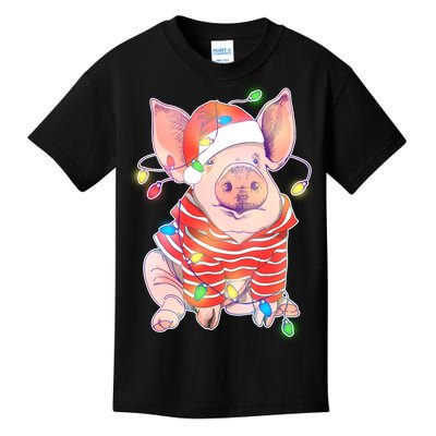 Christmas Lights Pig Kids T-Shirt